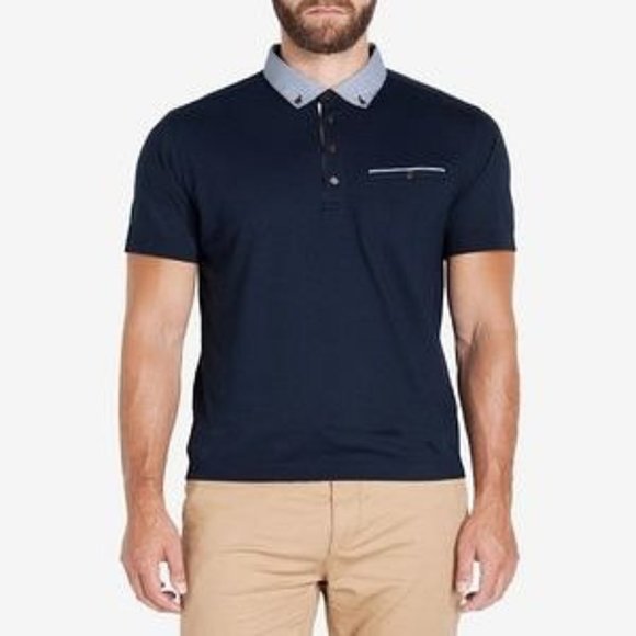 Ted Baker London Other - Ted Baker London Navy Dipstic Print Collared Polo